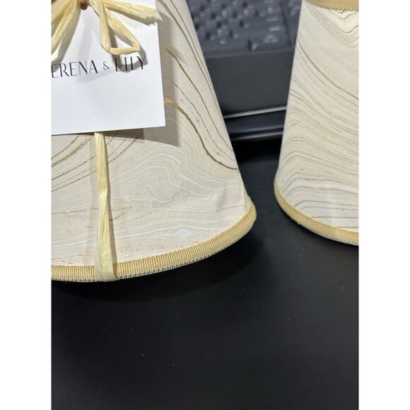 Serena & Lily x Maison Maison Poldina Marbleized Small Shade-Ivory Beige/Gold - Picture 7 of 9